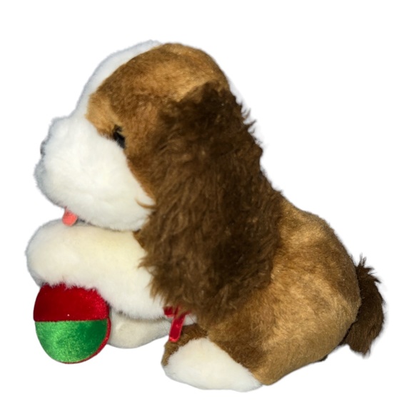 CHOSUN BROWN & WHITE PUPPY DOG WITH BALL PLUSH STUFFED TOY 9" SEATED - Picture 2 of 8
